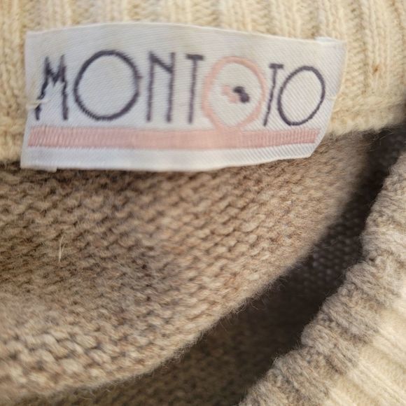MONTOTO Lambswool Sweater Button Down Cardigan Pink Taupe Cream Soft size xl - Picture 3 of 5